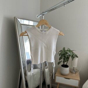 White Sleeveless Ribbed Top